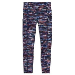Lululemon Fast Free Capri Leggings Size 2 High Rise 21" Pockets Multi Print Run
